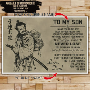 SA041 - To My Son - English  - Horizontal Poster - Horizontal Canvas - Samurai Poster