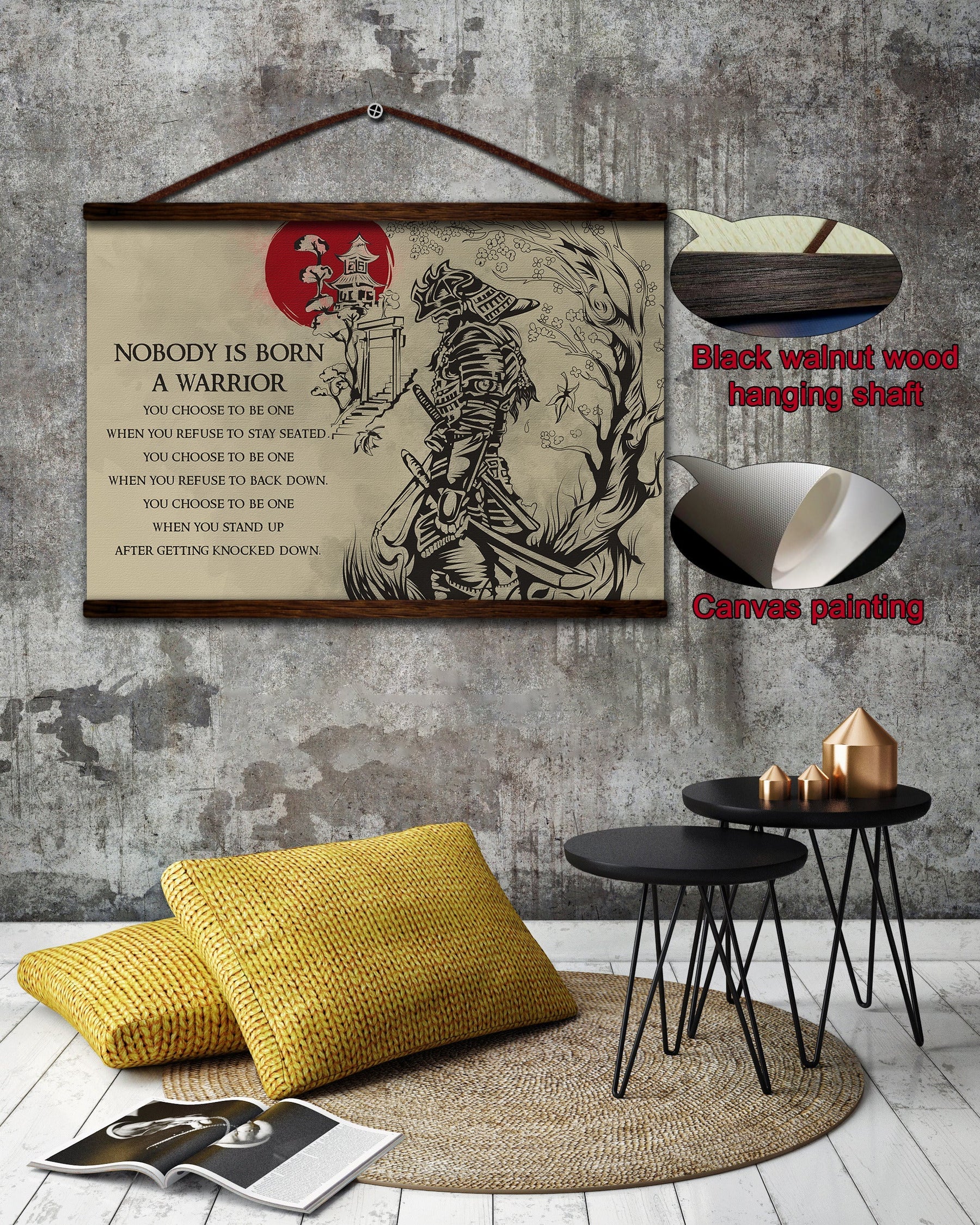 SA063 - Nobody Is Born A Warrior - English - Horizontal Poster - Horizontal Canvas - Samurai Poster
