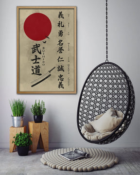 SA073 - The Seven Virtues Of Bushido - Vertical Poster - Vertical Canvas - Samurai Poster