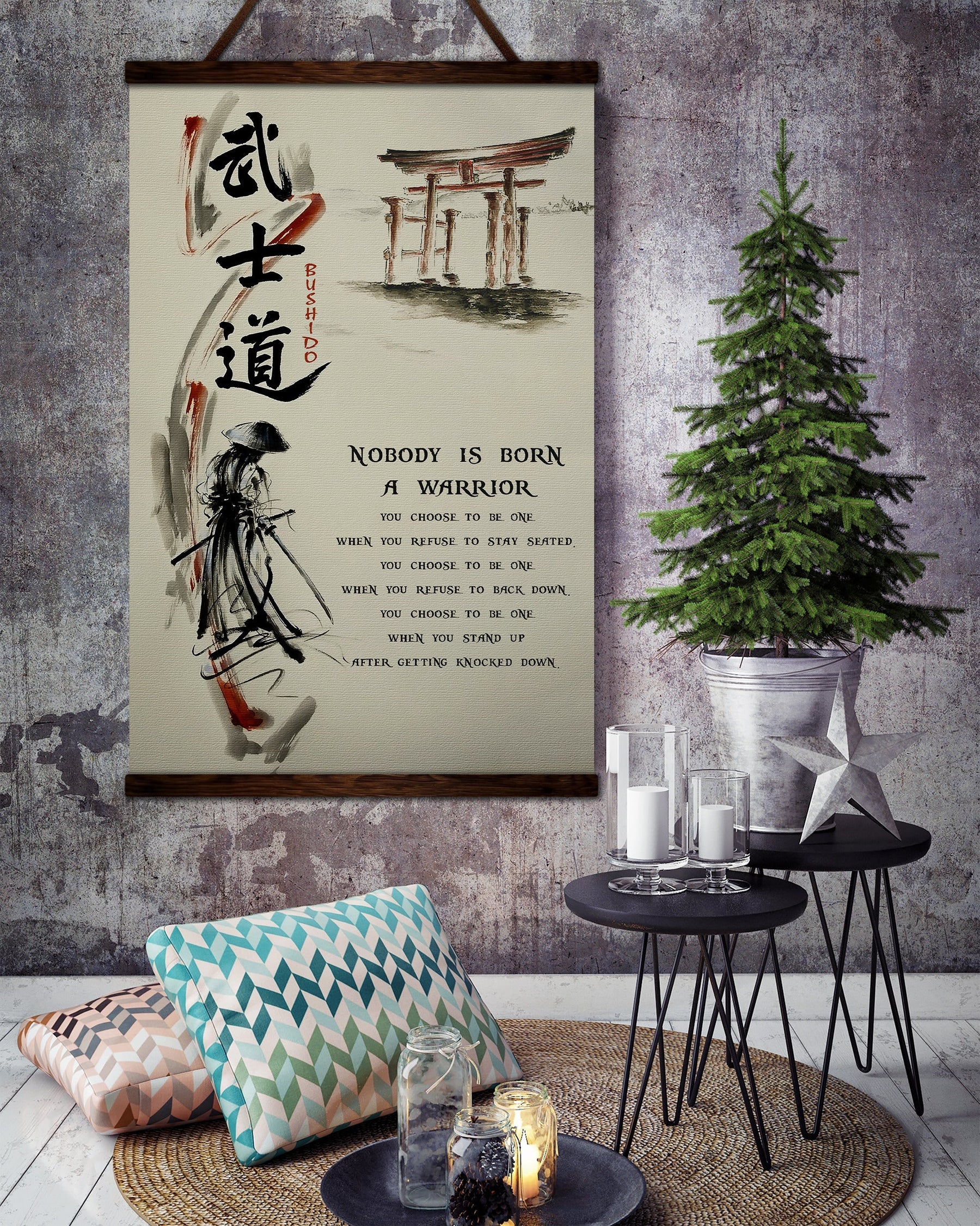 SA078 - Nobody Is Born A Warrior - English - Vertical Poster - Vertical Canvas - Samurai Poster