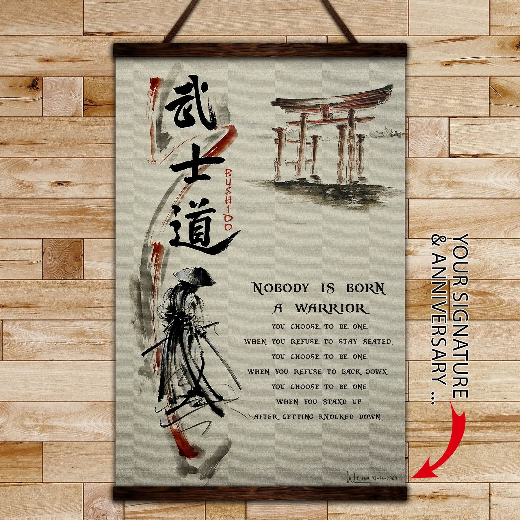 SA078 - Nobody Is Born A Warrior - English - Vertical Poster - Vertical Canvas - Samurai Poster