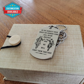 SAD064 - Call On Me Brother - It's About Being Better Than You Were The Day Before - Samurai - Bushido - Katana - Ronin - Miyamoto Musashi - Silver Double-Sided Dog Tag