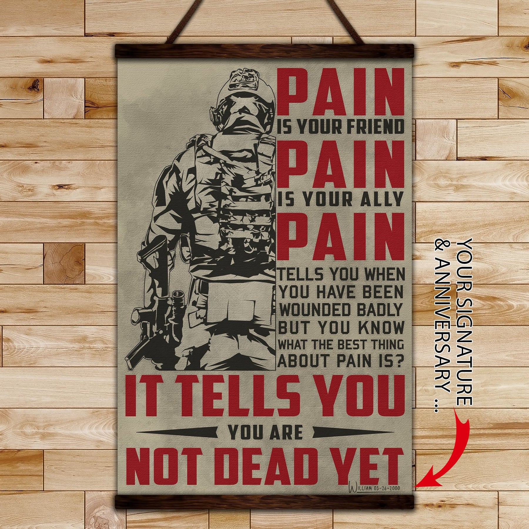 SD017 - PAIN - It Tells You - You Are Not Dead Yet - Soldier - Vertical Poster - Vertical Canvas - Soldier Poster