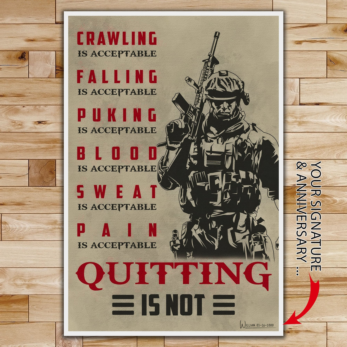 SD032 - Quitting Is Not - Soldier - Horizontal Poster - Horizontal Canvas - Soldier Poster