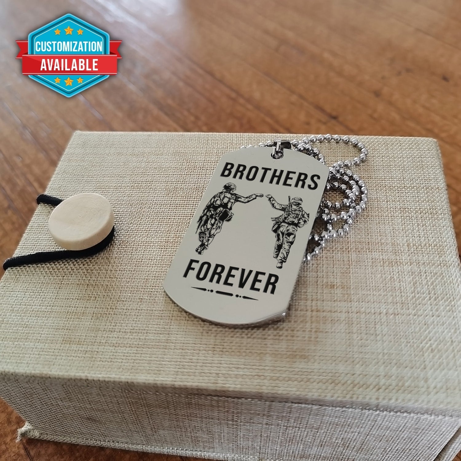 SDD042 - Brothers Forever - Army - Marine - Soldier Dog Tag - Silver Dog Tag