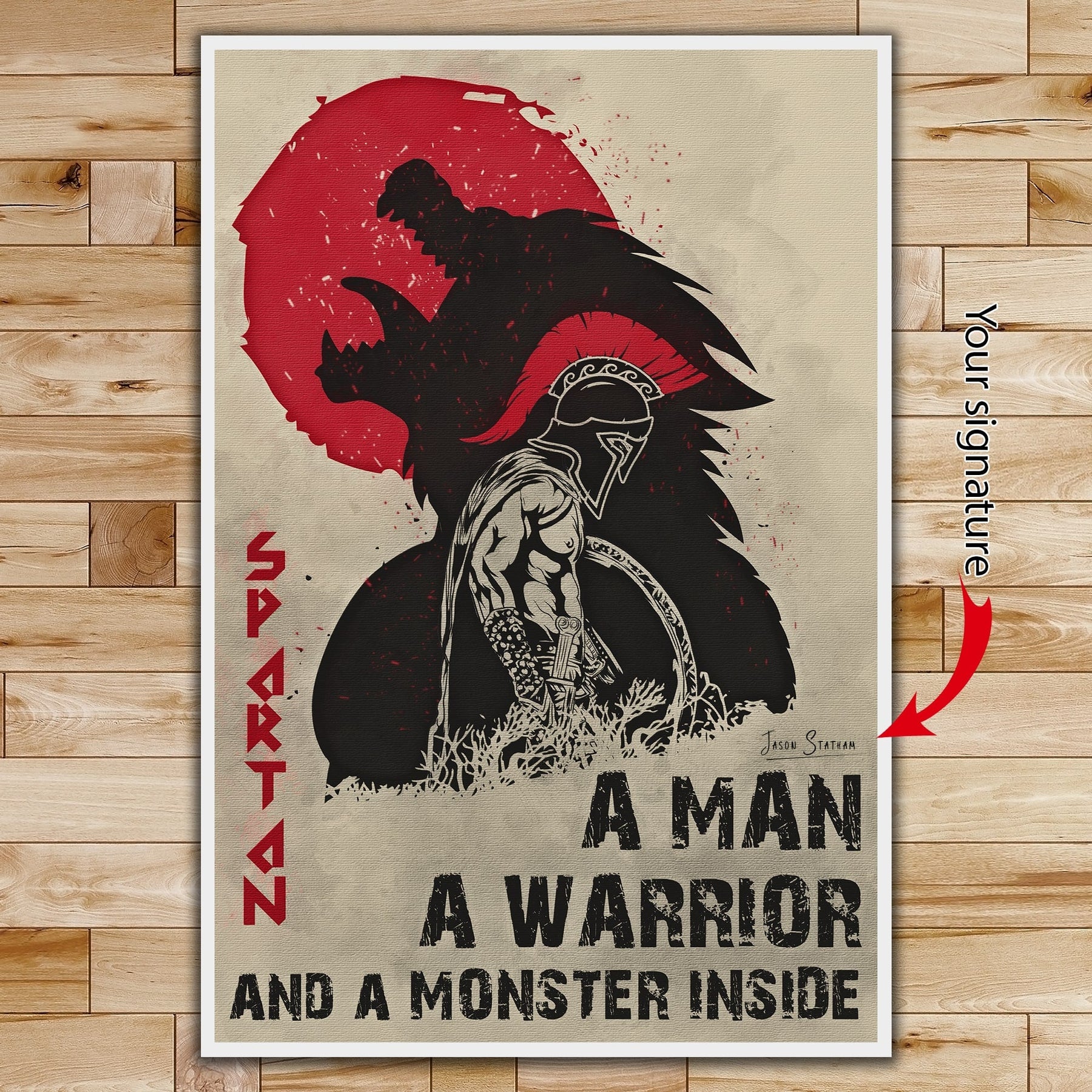 WA001 - A Man - A Warrior - A Monster Inside - Spartan - Vertical Poster - Vertical Canvas - Warrior Poster