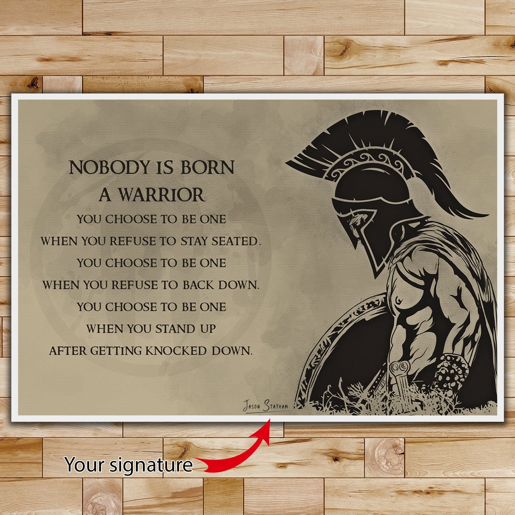WA003 - Nobody Is Born A Warrior - Spartan - Horizontal Poster - Horizontal Canvas - Warrior Poster