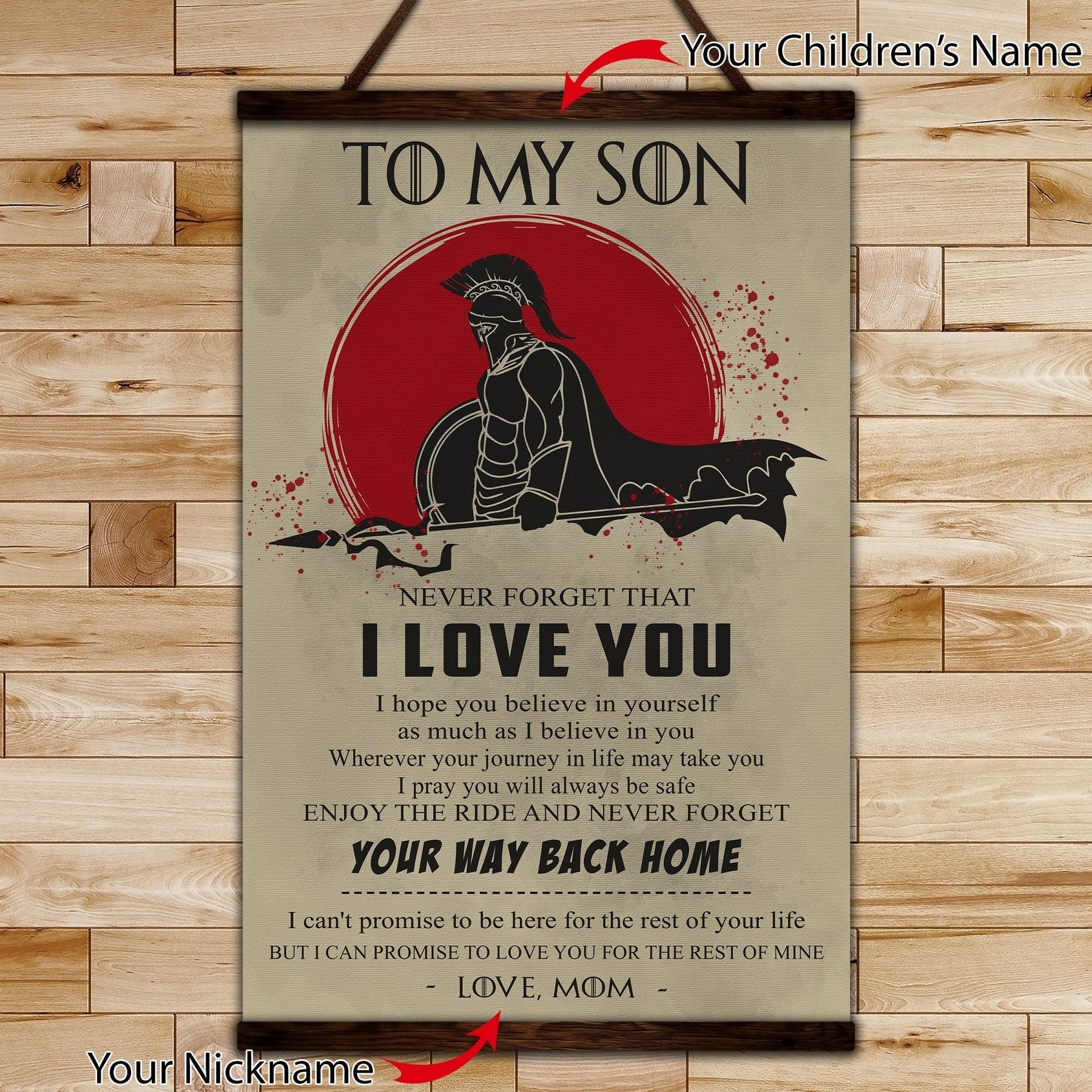 WA101 - Mom To Son - I Love You - Spartan - Vertical Poster - Vertical Canvas - Warrior Poster