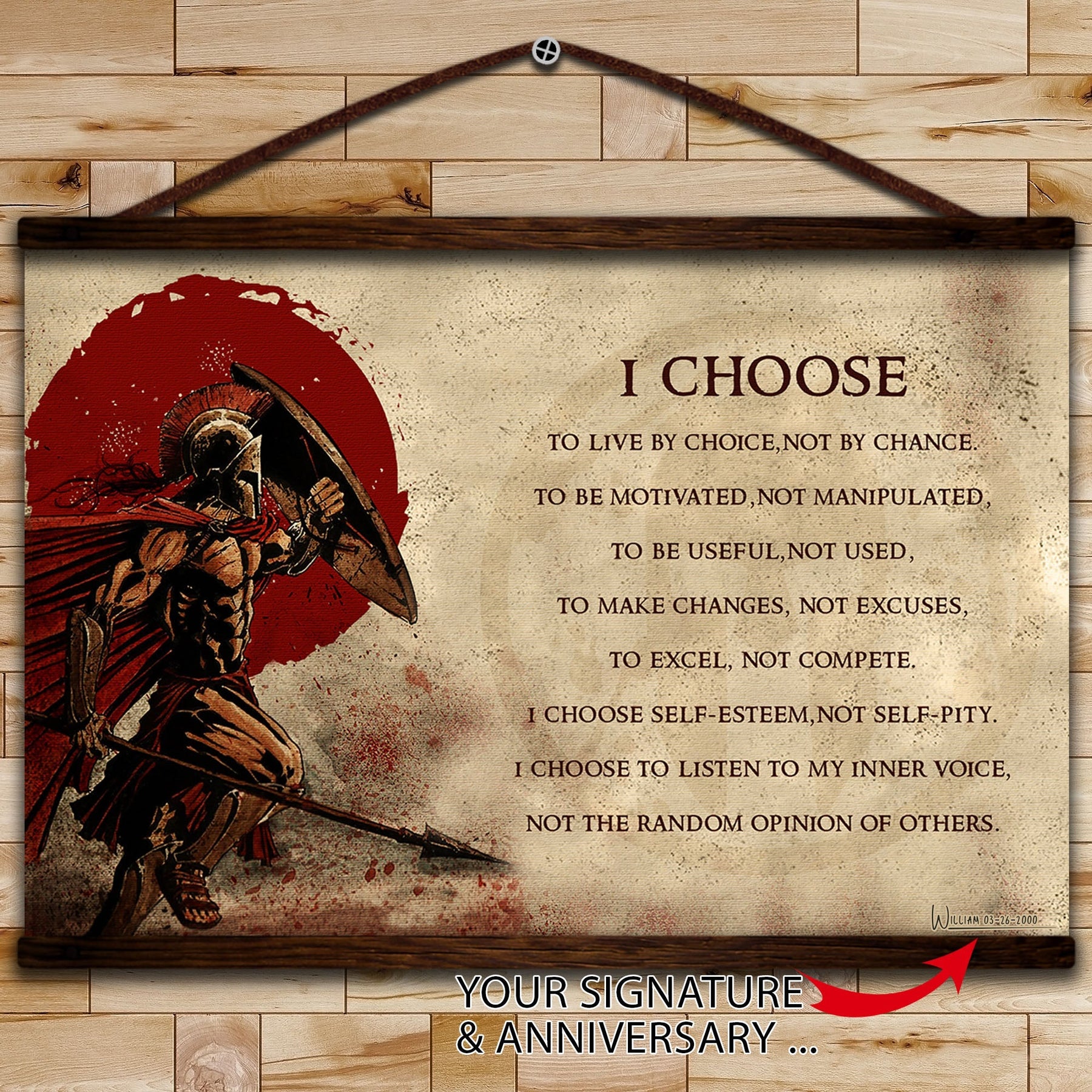 WA106 - I Choose - English - Spartan - Horizontal Poster - Horizontal Canvas - Warrior Poster