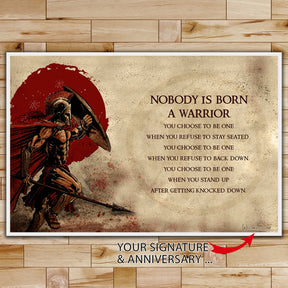 WA107 - Nobody Is Born A Warrior - English - Spartan - Horizontal Poster - Horizontal Canvas - Warrior Poster