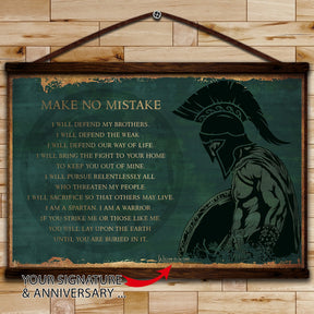 WA111 - Make No Mistake - English - Spartan - Horizontal Poster - Horizontal Canvas - Warrior Poster