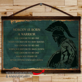 WA112 - Nobody Is Born A Warrior - English - Spartan - Horizontal Poster - Horizontal Canvas - Warrior Poster