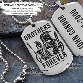 WAD052 - Brothers Forever - Warrior - Spartan Necklace - Engrave Silver Dog Tag